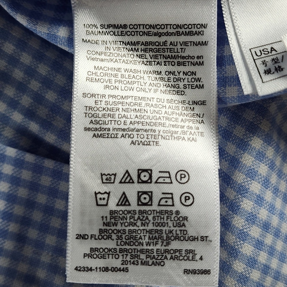 Lot of 2 Brooks Brothers 1818 Regent Fit Gingham Dress Shirts 15.5 32/33 Blue - Picture 11 of 15